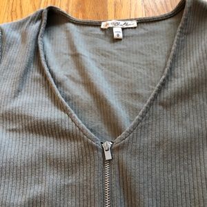 Deep forest green zipper bodysuit